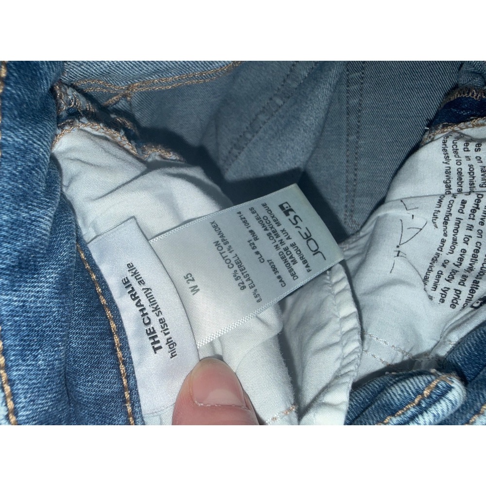 Joes Jeans The Charlie High Rise Skinny Ankle Velvet Side Stripe Blue Denim 25 - Picture 7 of 11